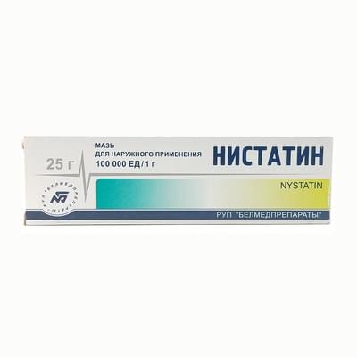 Nistatin (Nystatinum) Belmedpreparati tashqi foydalanish uchun malham 100000 IU / 1 g x 25 g (naycha)