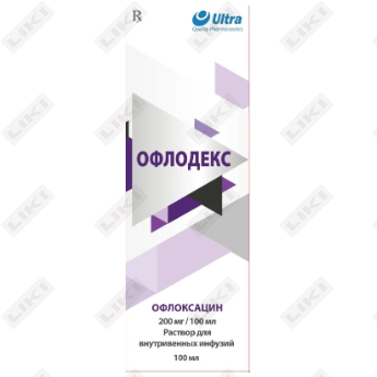 Oflodeks tomir ichiga yuborish uchun eritma 200 mg / 100 ml, 100 ml (flakon)
