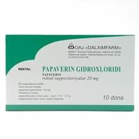 Papaverin gidroxloridi (Papaverinum hydrochloridum) Dalhimfarm rektal suppozitorlari 20 mg №10 (2 blister x 5 sham)
