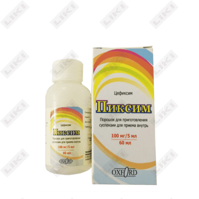 Og'iz orqali yuborish uchun suspenziya uchun Piksim kukuni 100 mg / 5 ml, har biri 60 ml (flakon)