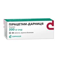 Piratsetam-Darnitsa (Pyracetamum-Darnitsa) qoplangan tabletkalar 200 mg №60 (6 blister x 10 tabletka)