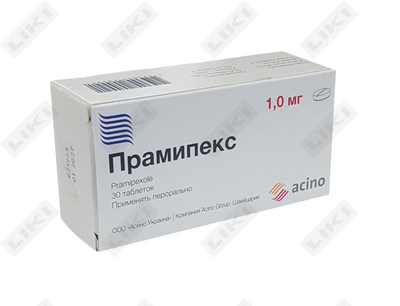 Прамипекс таблетки по 1 мг №30 (3 блистера х 10 таблеток)