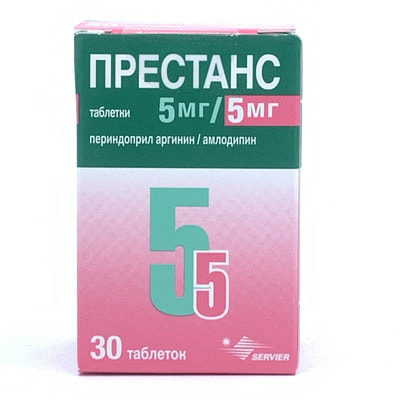 Prestans (Prestans) planshetlari 5 mg / 5 mg №30 (idish)