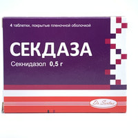 Sekdaza plyonka bilan qoplangan 0,5 g №4 tabletkalar (1 blister)