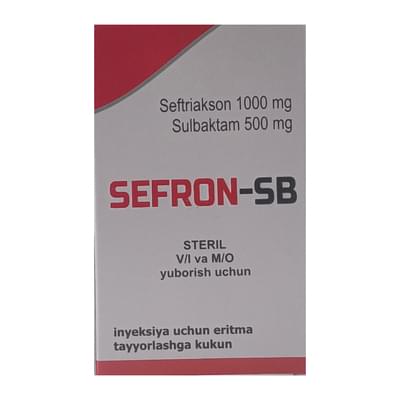 Sefron-SB (Cefron-SB) in'ektsiya uchun eritma uchun kukun 1000 mg / 500 mg (flakon)