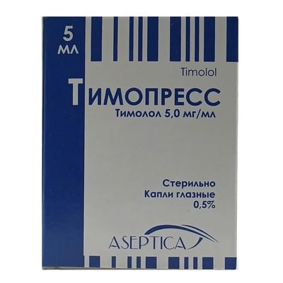 Timopress (Timopress) ko'z tomchilari 0,5%, 5 ml (shisha)