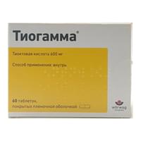 Tiogamma (Thiogamma) plyonka bilan qoplangan tabletkalar 600 mg №60 (6 blister x 10 tabletka)