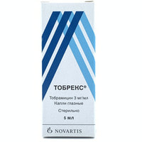 Tobreks (Tobrex) ko'z tomchilari 0,3%, 5 ml (shisha)