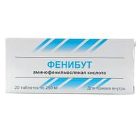 Fenibut Moskva endokrin zavodi tabletkalari 250 mg №20 (2 blister x 10 tabletka)