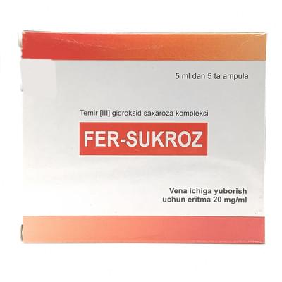 Fer-sukroz tomir ichiga yuborish uchun eritma 20 mg/ml, 5 ml №5 (ampulalar)