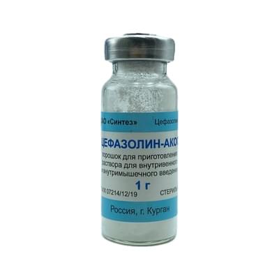 Sefazolin-Akos (Cefazolinum-Akos) tomir ichiga va mushak ichiga yuborish uchun eritma tayyorlash uchun kukun, 1 g (flakon)