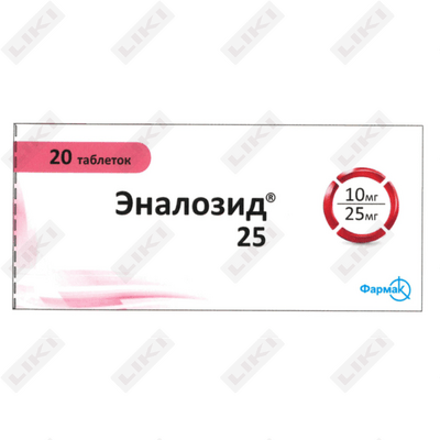Enalozid 25  30-raqamli planshetlar (3 blister х 10 tabletka)
