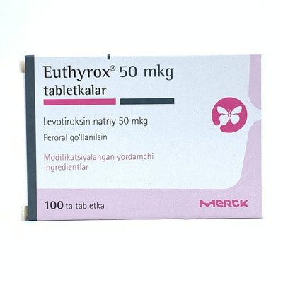 Eutiroks tabletkalari 50 mkg №100 (4 blister x 25 tabletka)