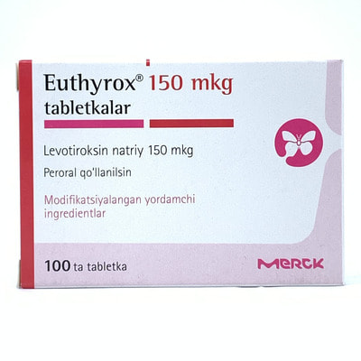 Eutiroks tabletkalari 150 mkg №100 (4 blister x 25 tabletka)