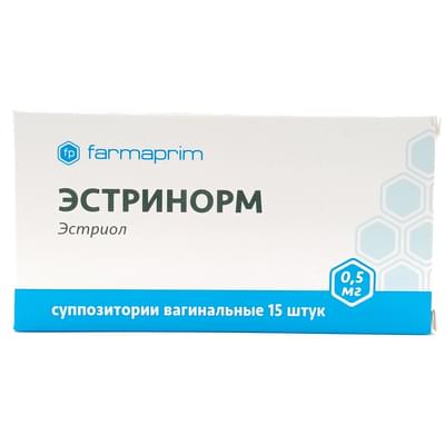 Estrinorm vaginal süpozituarlari. 0,5 mg №15 (3 blister x 5 sham)