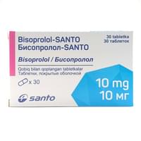 Бисопролол SANTO таблетки по 10 мг №30 (3 блистера х 10 таблеток)