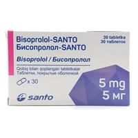 Бисопролол SANTO таблетки по 5 мг №30 (3 блистера х 10 таблеток)