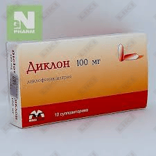 Diklon rektal süpozituarlari. 100 mg №10 (2 blister х 5 sham)