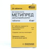 Metipred tabletkalari D / vnut. taxminan 4 mg № 30 (shisha)