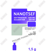 Nanosef 1500 D/in kukuni. 1000 mg / 500 mg (shisha)