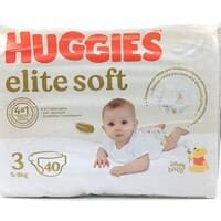 Tagliklar Huggies Elite Soft (Haggis Elite Soft) hajmi 3, 4-9 kg, 40 dona.