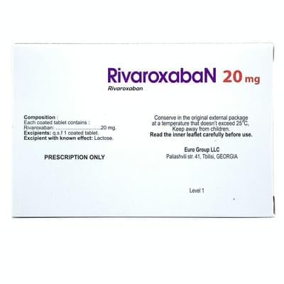 Rivaroksaban evro guruhi tabletkalari D / vnut. taxminan 20 mg № 30 (3 blister х 10 tabletka)