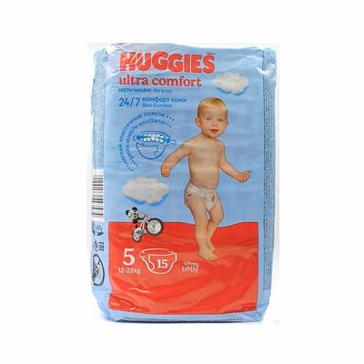 Подгузники Huggies Ultra Comfort для мальчиков размер 5, 12-22 кг, 15 шт.