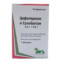 Цефоперазон + Сульбактам порошок д/ин. по 1,5 г (флакон)