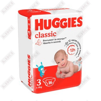 Sotib olish Huggies classic tagliklari hajmi 3, 4-9 kg, 16 dona Huggies classic tagliklari hajmi 3, 4-9 kg, 16 dona