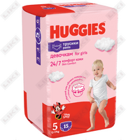 Подгузники-трусики Huggies Pants для девочек размер 5, 12-17 кг, 15 шт.
