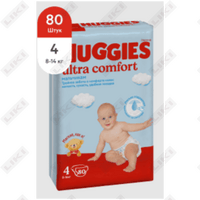 Tagliklar Huggies Ultra Comfort (Haggis Ultra Komfort) o'g'il bolalar uchun o'lchami 4, 8-14 kg, 80 dona.