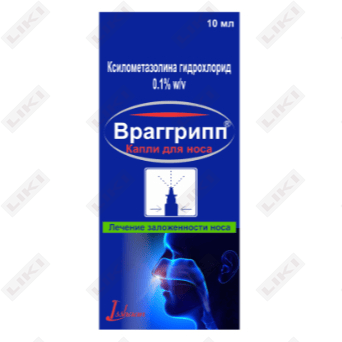 Dushmangripp burun tomchilari. 0,1% 10 ml (shisha)