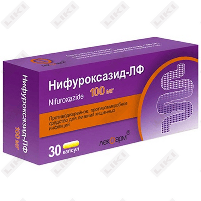 Nifuroksazid-LF kapsulalari 100 mg №30 (3 blister х 10 kapsula)