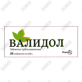 Validol farmatsevtika 60 mg № 20 tabletkalar (2 blister х 10 tabletka)
