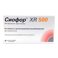Сиофор XR 500 таблетки по 500 мг №60 (4 блистера х 15 таблеток)