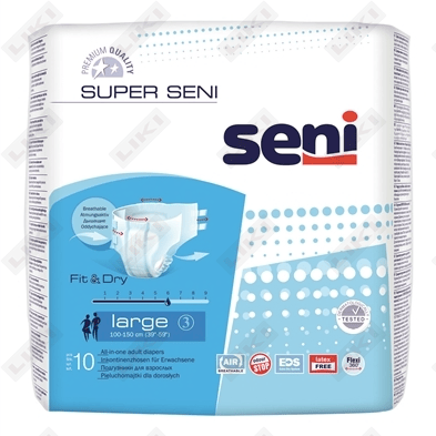 Подгузники для взрослых Seni Super Large размер 3, 10 шт