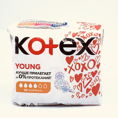 Gigiyenik prokladkalari  Kotex Young (Koteks Yang) Normal 10 dona.