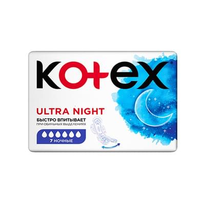 Gigiyenik prokladkalari Kotex Ultra (Koteks Ultra) Night 7 dona.