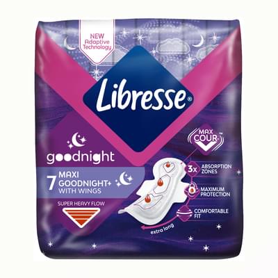 Прокладки ежедневные Libresse Natural Care Maxi Goodnight 7 шт.