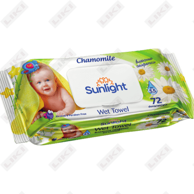 Салфетки влажные Sunlight Ромашка 72 шт.