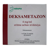 Deksametazon Ellara inyesiya uchun eritmasi 4 mg/ml, 1 ml №10 (ampulalar)