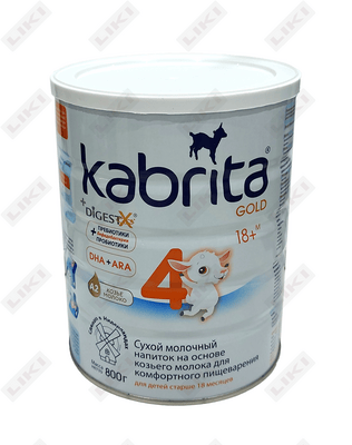 Kabrita Gold 4 sutli bolalar aralashmasi 18 oydan 800 g gacha