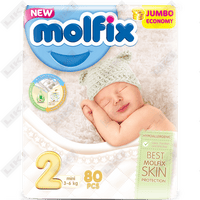 Подгузники Molfix Jumbo Mini Economy размер 2, 3-6 кг, 80 шт.