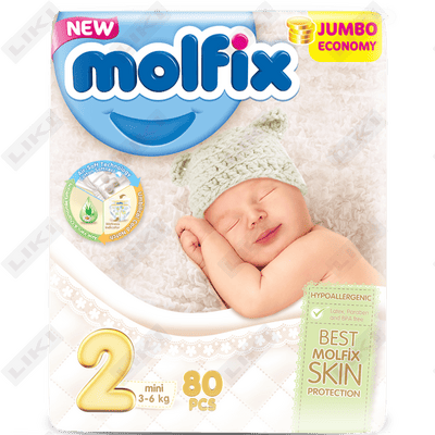 Tagliklar Molfix (Molfiks) Jumbo Mini Ekonomik o'lchami 2, 3-6 kg, 80 dona.