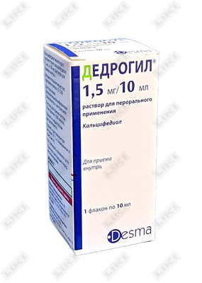 Dedrogil eritmasi D / vnut. taxminan 10 ml dan 1,5 mg / 10 ml (shisha)