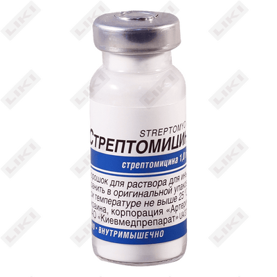Streptomitsin Kievmedpreparat kukuni D / in. 1 g (shisha)