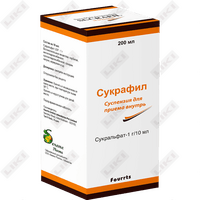 Sukrafil suspenziyasi D / vnut. taxminan 1 g / 10 ml 200 ml (shisha)