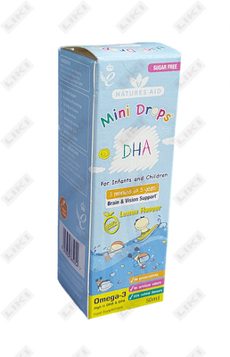 Natures Aid Mini Drops DHA Omega 3 bolalar uchun 3 oydan boshlab tomchilar, 50 ml