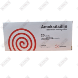 Amoksitsillin Navbahor sanoat 250 mg № 20 tabletkalar (2 blister х 10 tabletka)