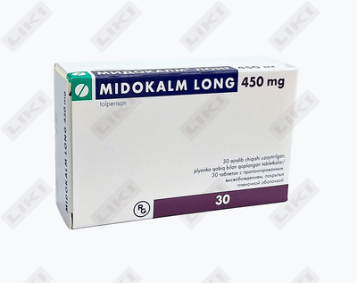 Midokalm Long tabletkalari 450 mg №30 (3 blister х 10 tabletka)